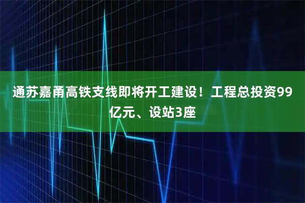 通苏嘉甬高铁支线即将开工建设！工程总投资99亿元、设站3座